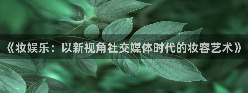 bbin视讯app：《妆娱乐：以新视角社交媒体时代的妆容艺术》